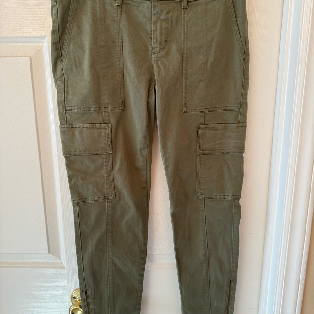 Olive Green Cargo Pants with Tapered Fit